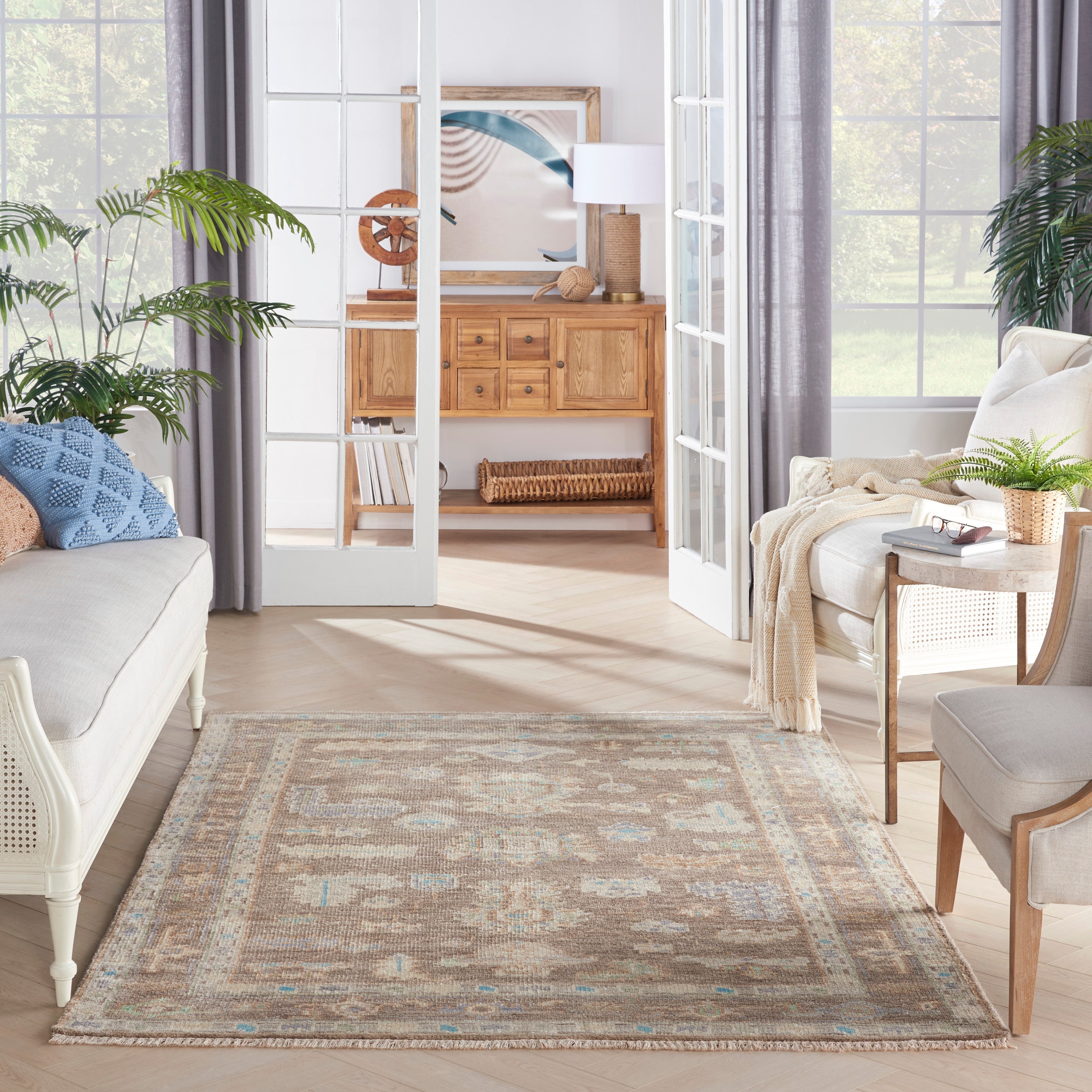 Odessa ODS01 Floral Vintage Ivory Mocha Area Rug