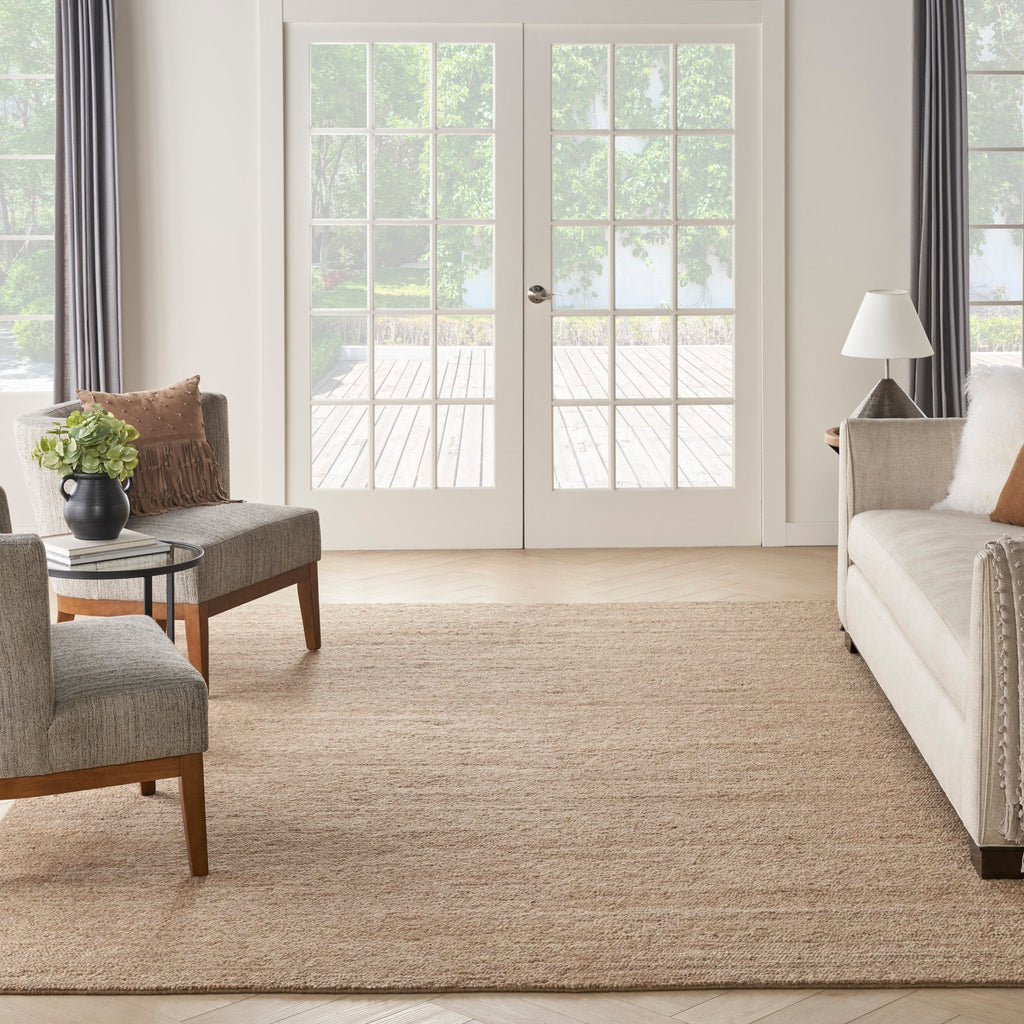 Alanna Solid Farmhouse Beige Area Rug