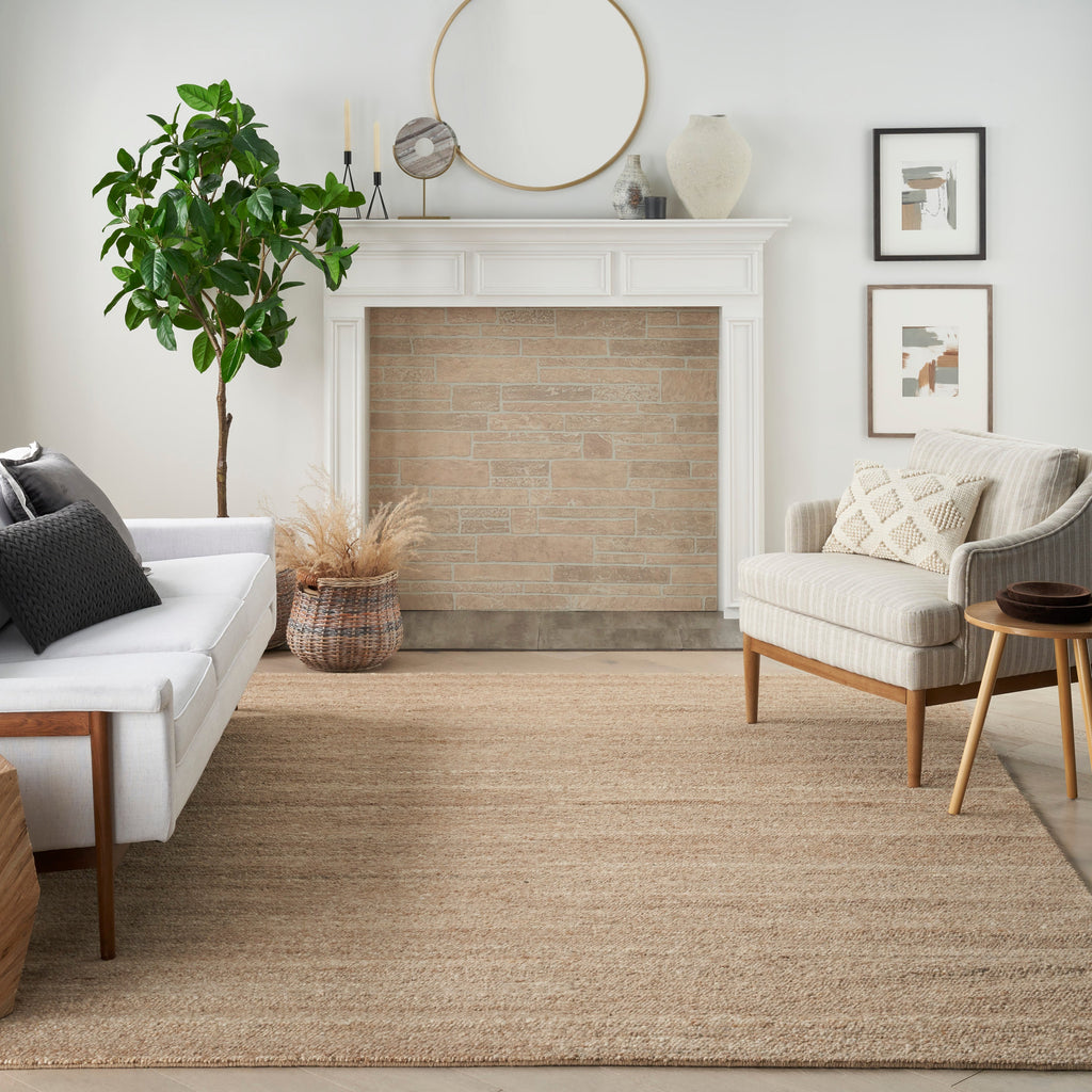 Alanna Solid Farmhouse Beige Area Rug