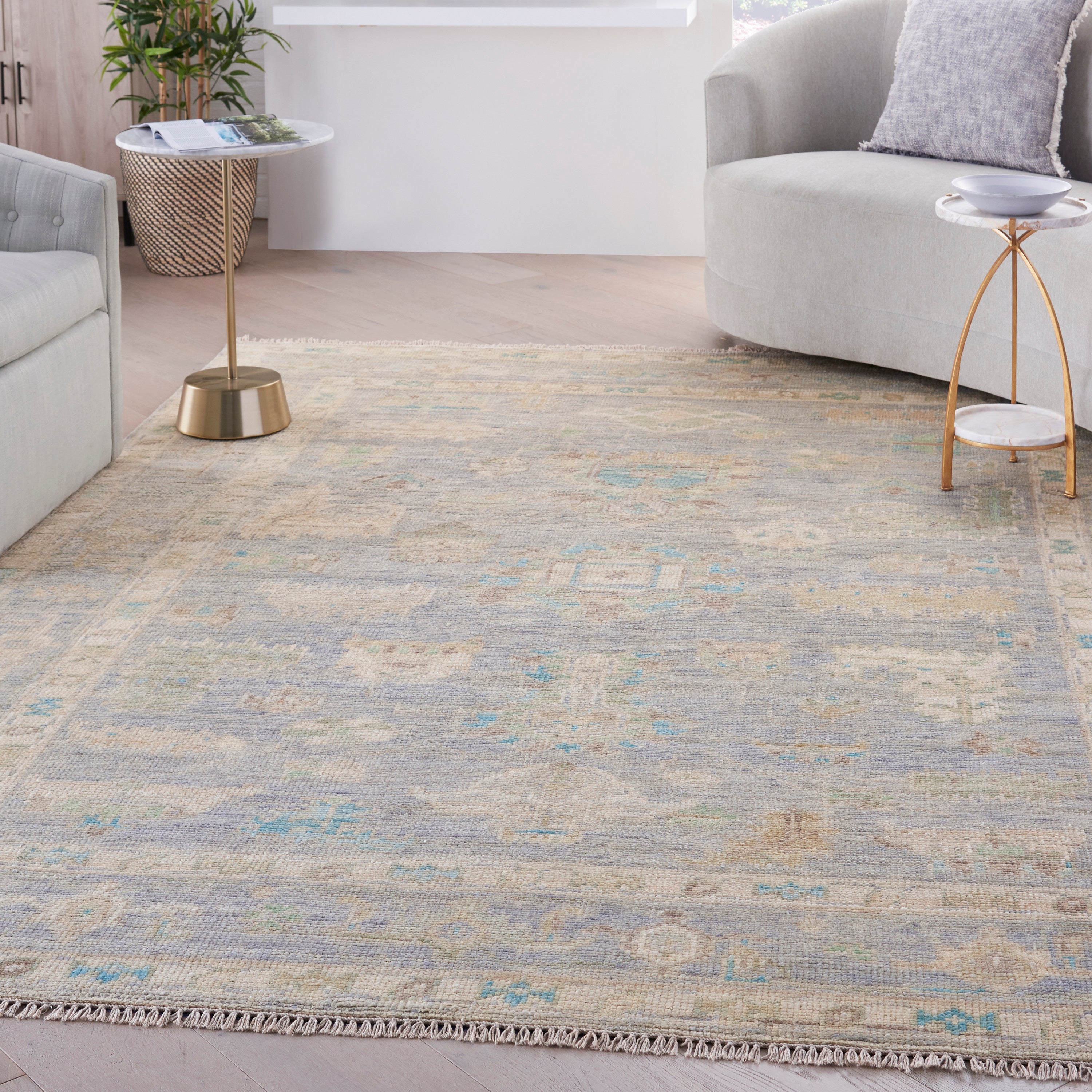 Odessa ODS01 Floral Vintage Grey Multicolor Area Rug