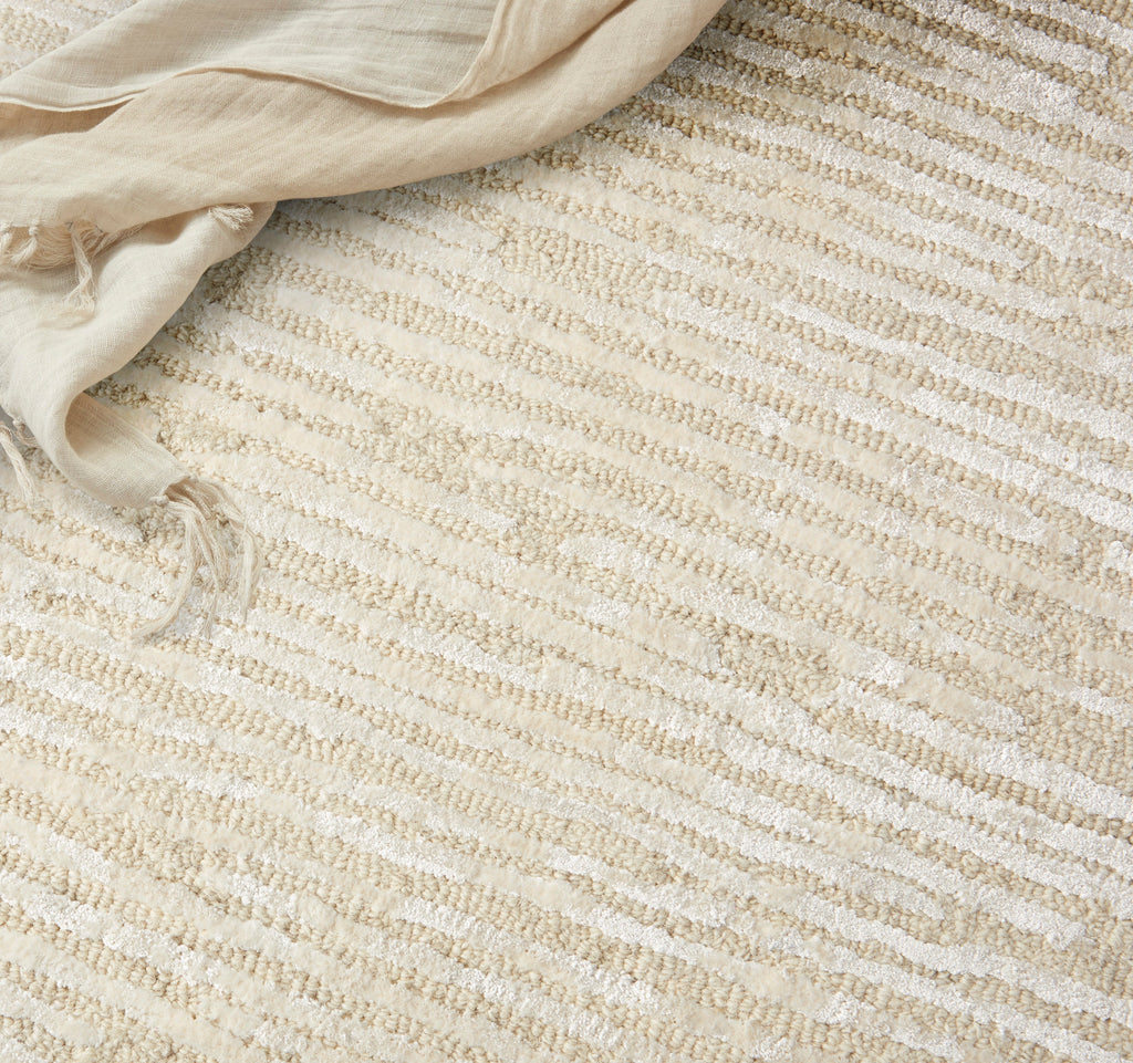 Ck010 Linear LNR01 Textured Modern Ivory Area Rug