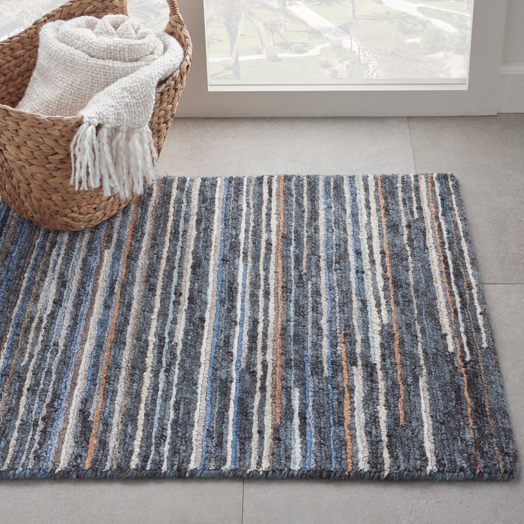 Plateau PAE01 Textured Modern Blue Area Rug