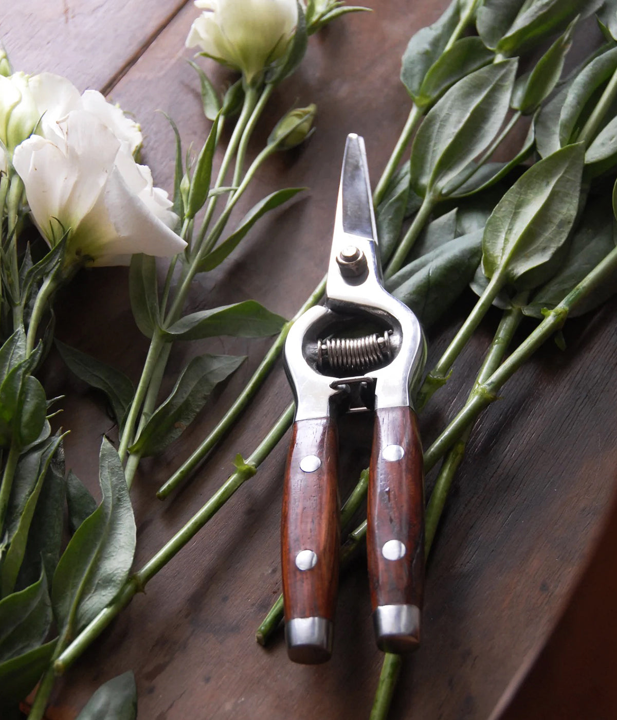 stainless steel garden scissors Redwood Handle Floral Shears