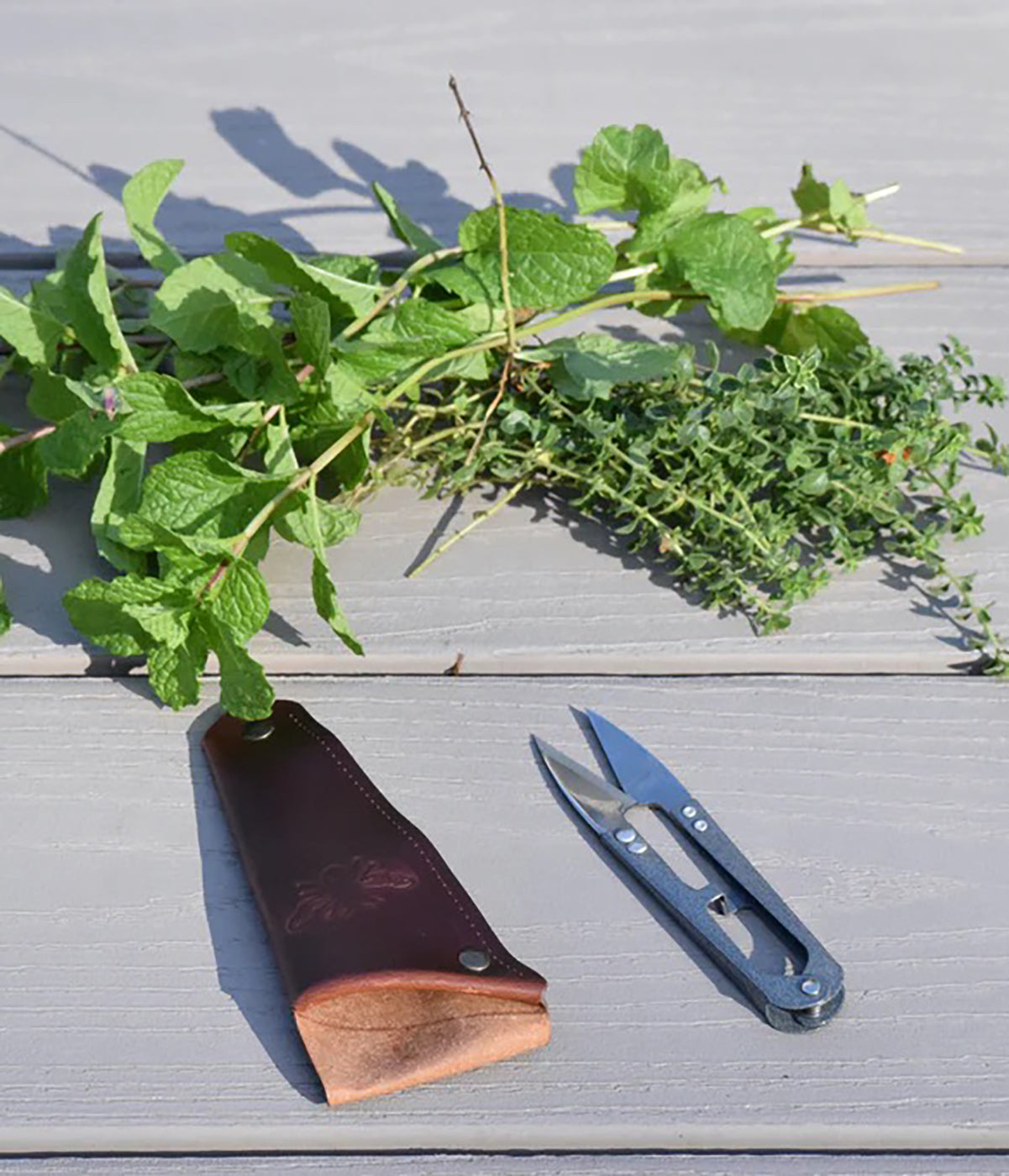 Garden Snips in Leather Pouch
