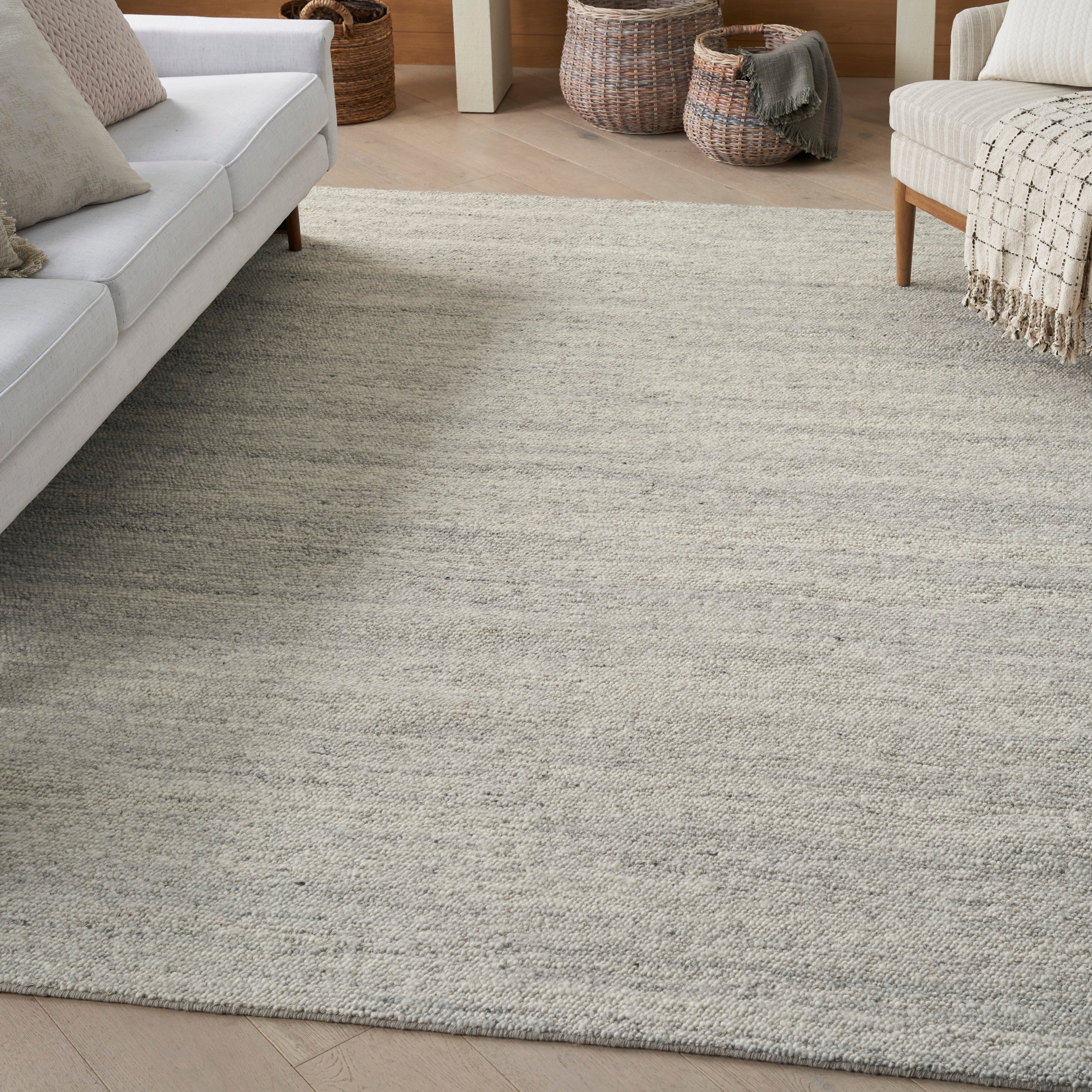 Alanna Solid Farmhouse Silver Area Rug