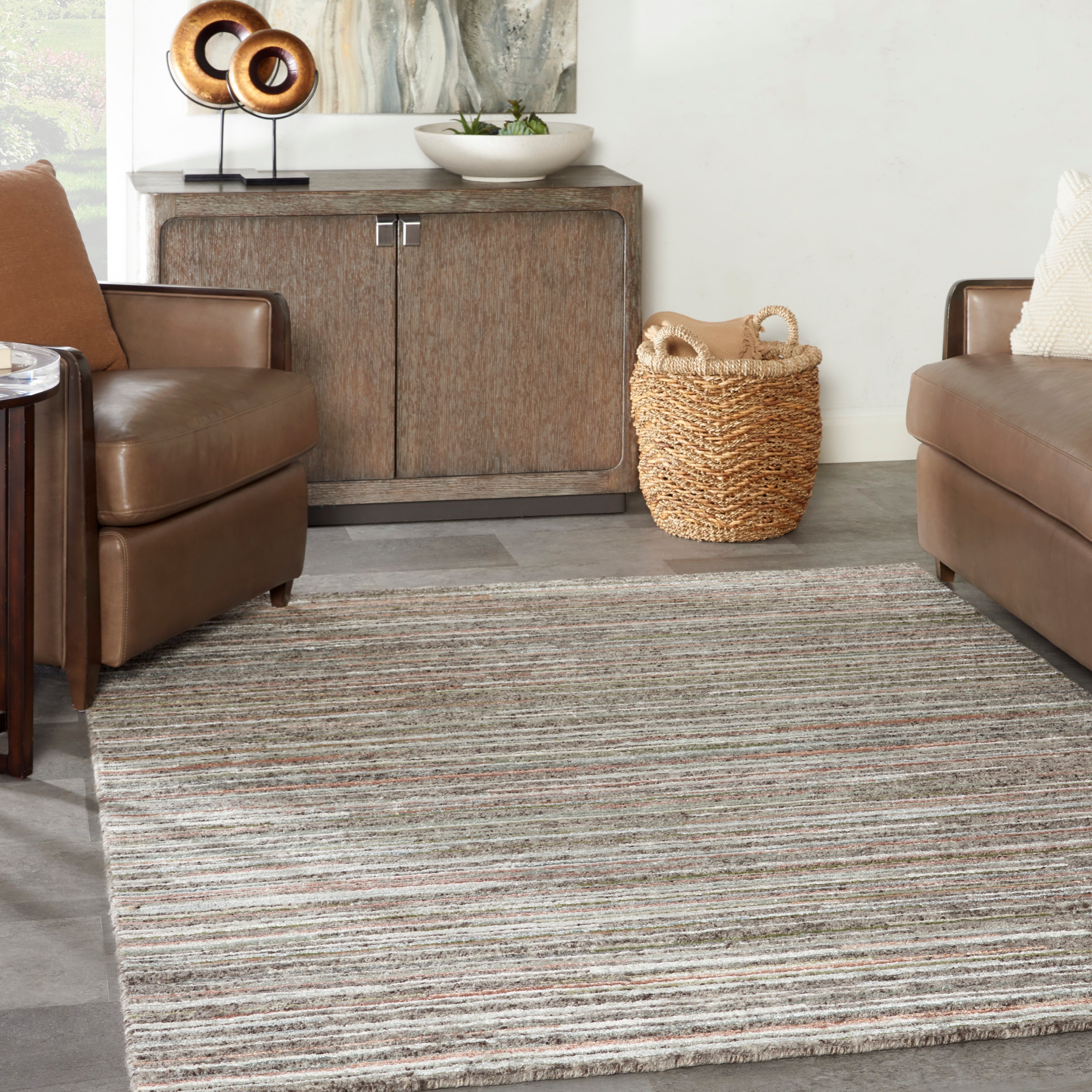 Plateau PAE01 Textured Modern Grey Green Area Rug