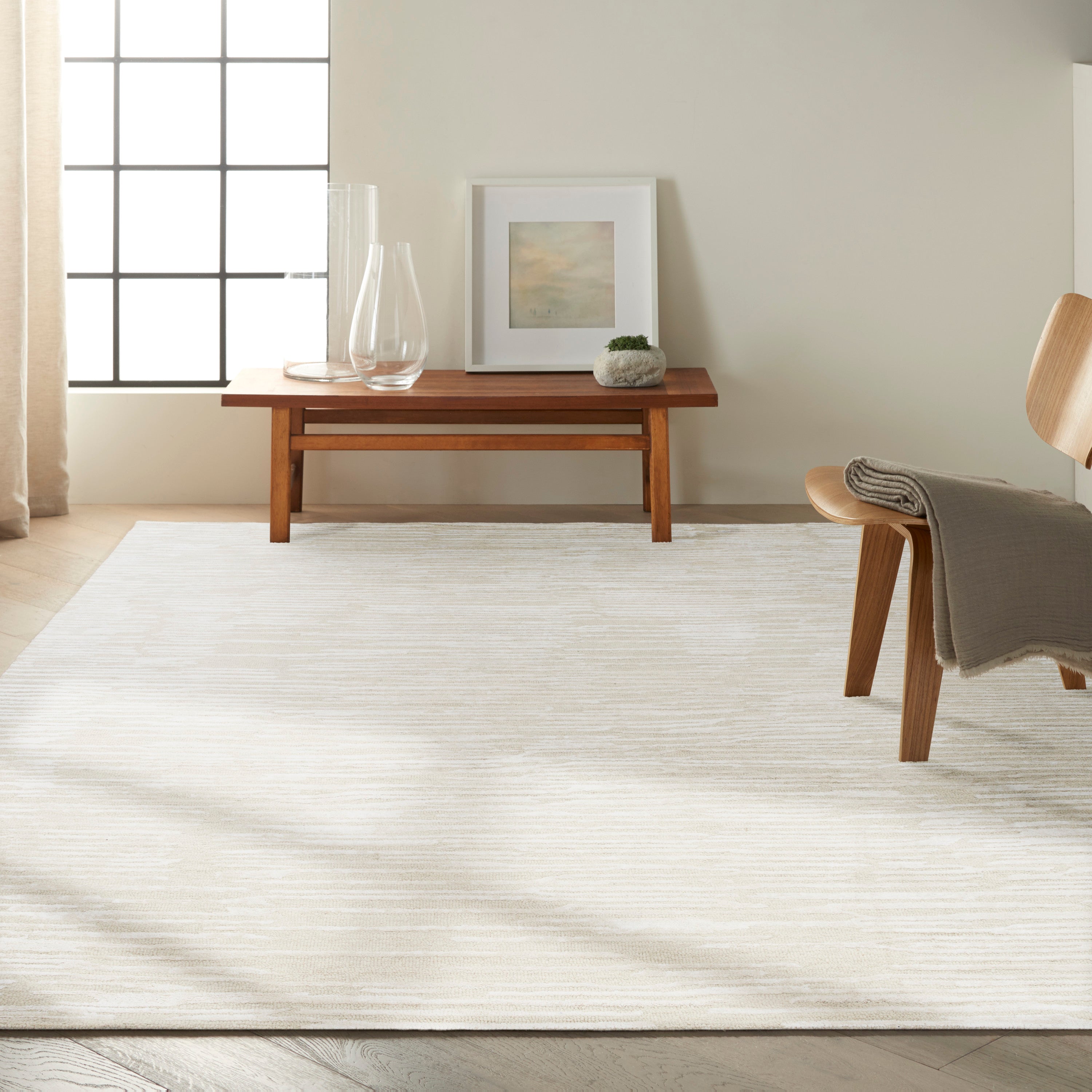 Ck010 Linear LNR01 Textured Modern Ivory Area Rug