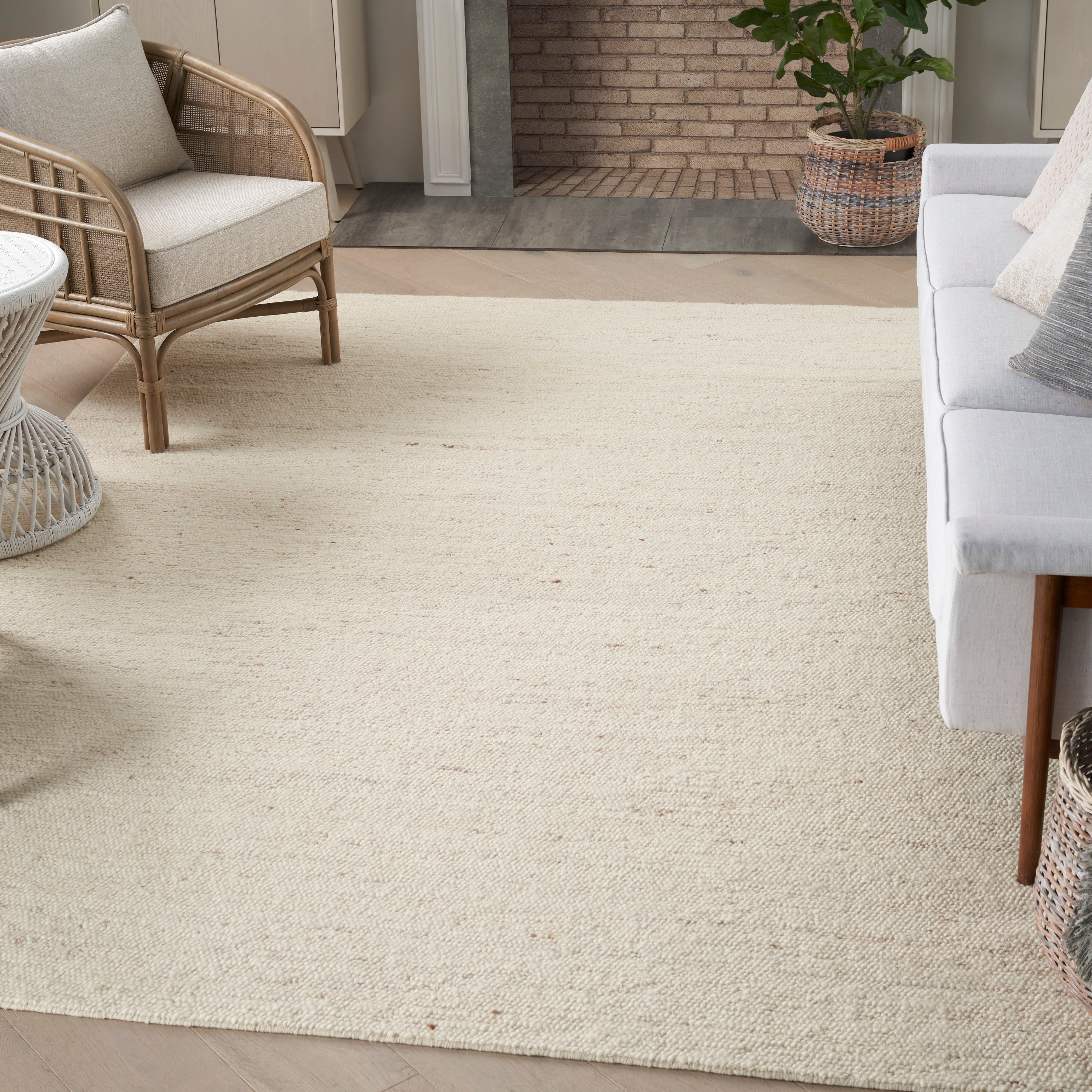 Alanna Solid Farmhouse Ivory Area Rug