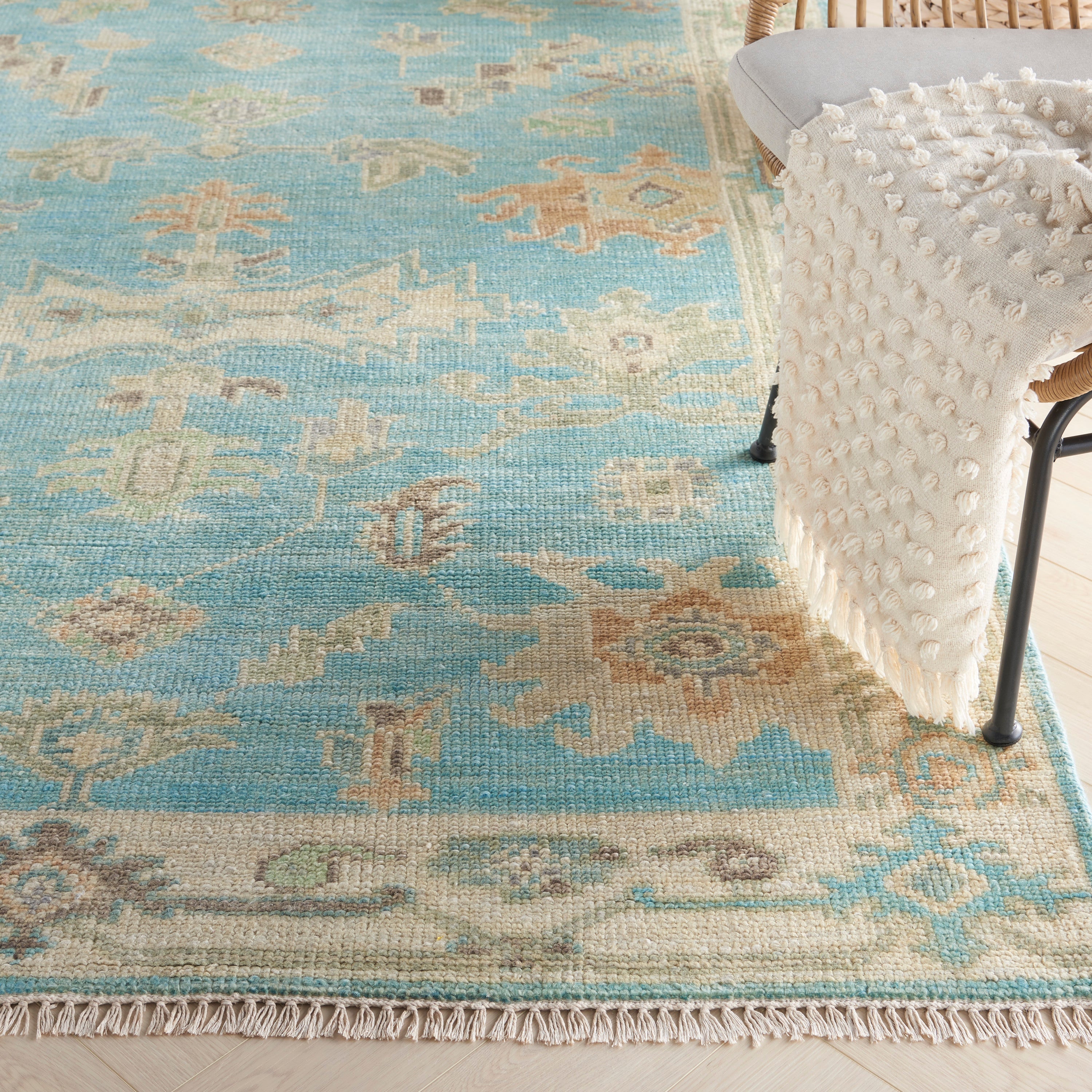 Odessa ODS03 Floral Vintage Blue Multicolor Area Rug