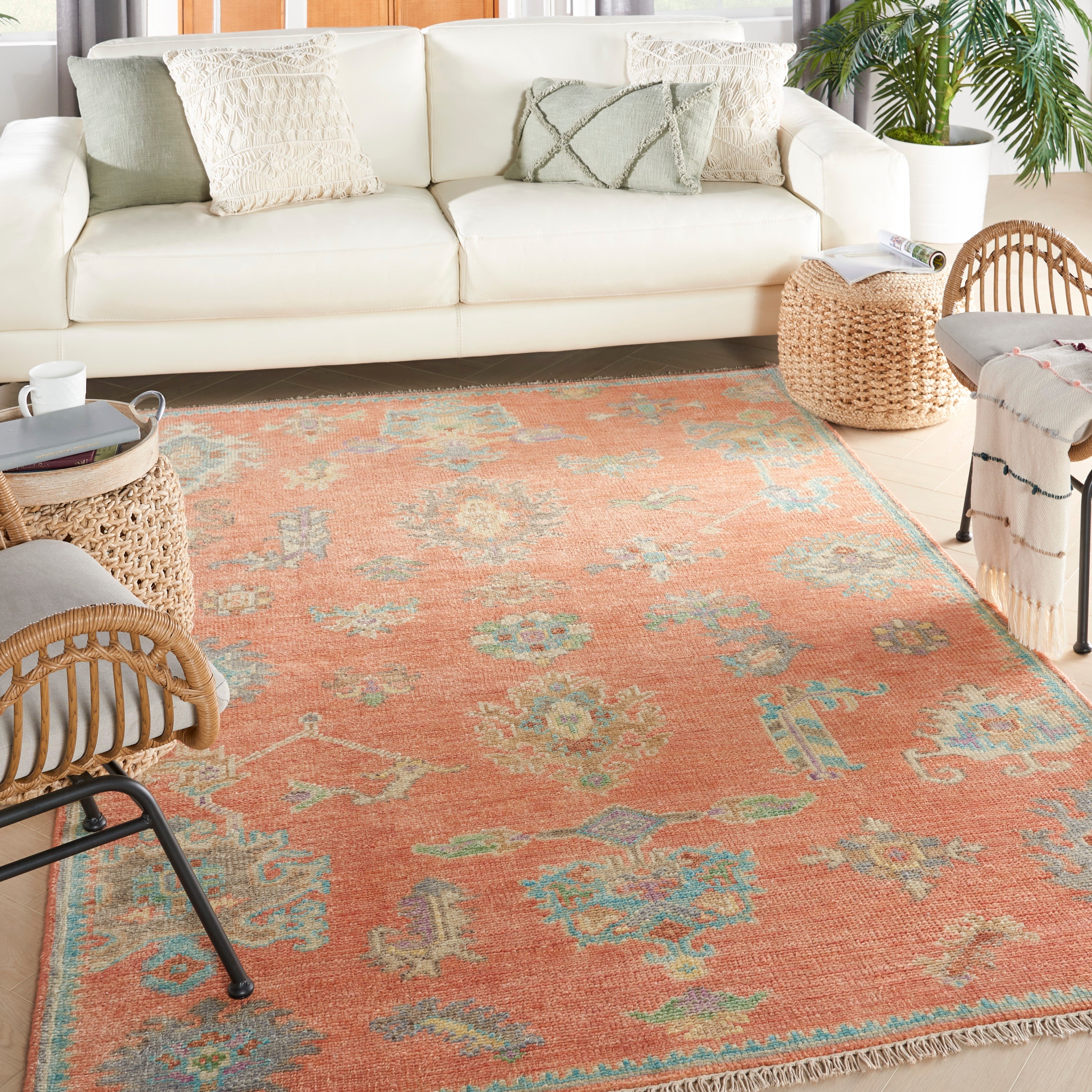 Odessa ODS04 Floral Vintage Brick Multicolor Area Rug