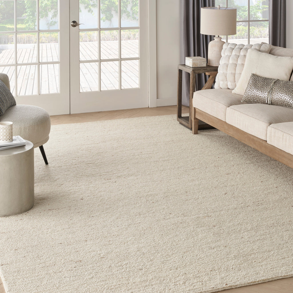 Alanna Solid Farmhouse Ivory Area Rug