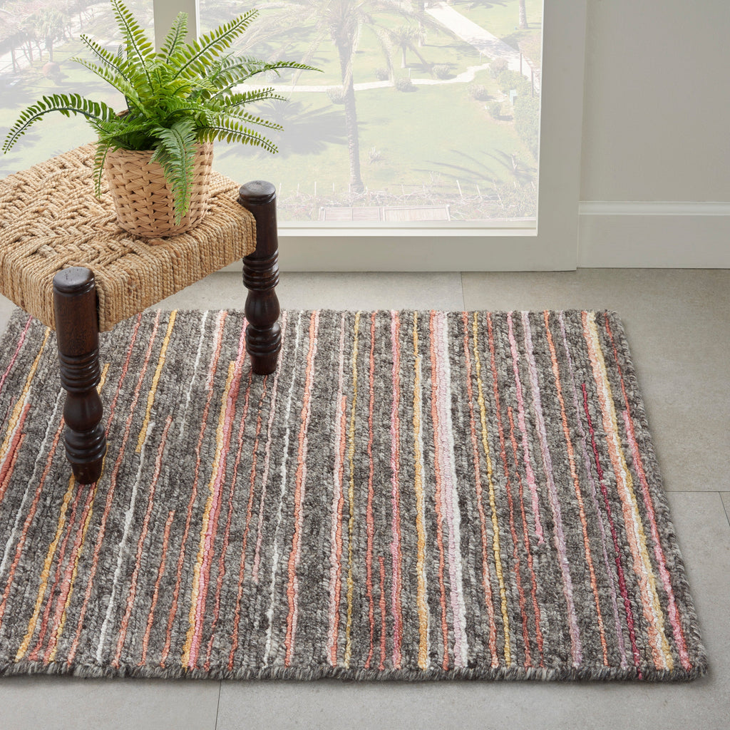 Plateau PAE01 Textured Modern Grey Flame Area Rug