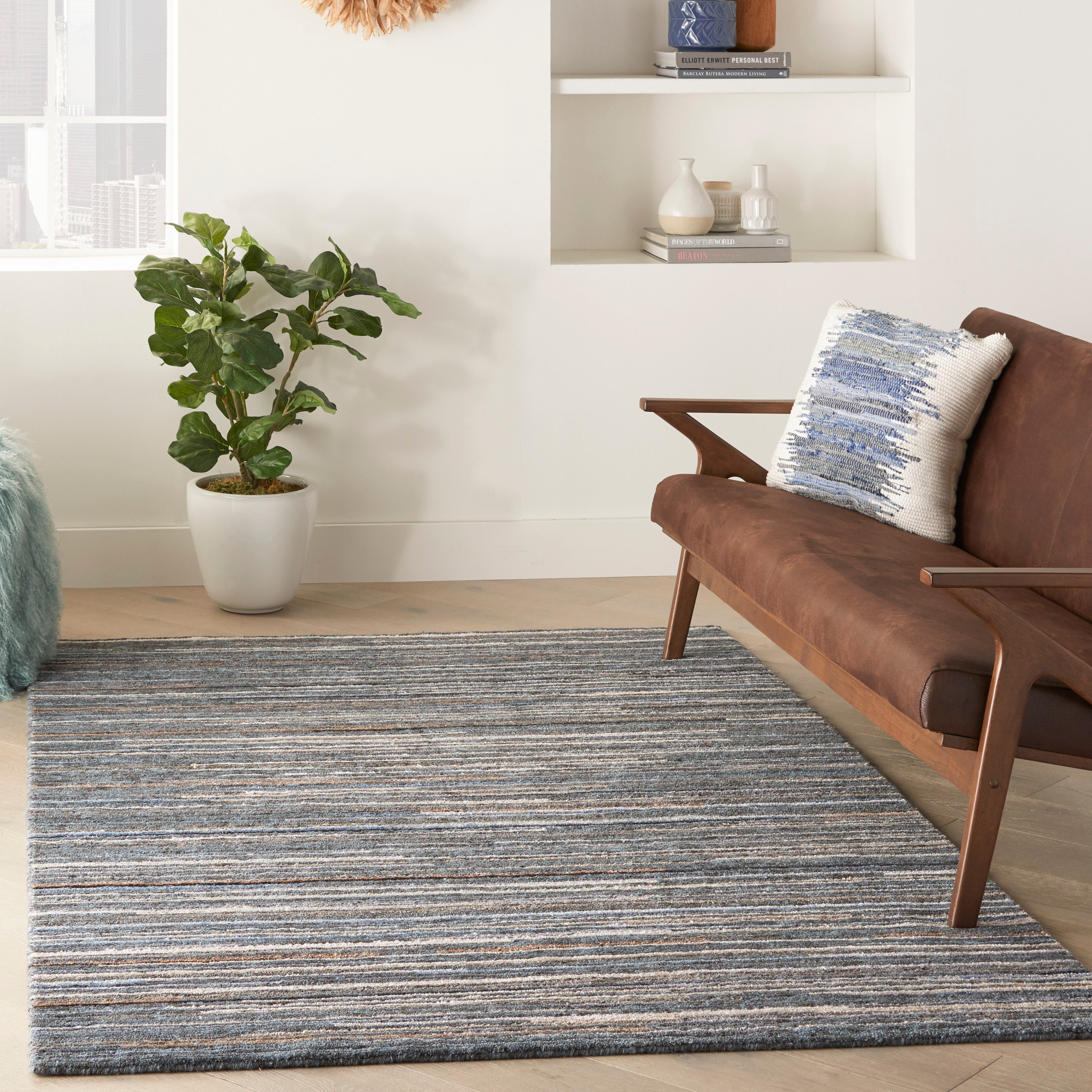 Plateau PAE01 Textured Modern Blue Area Rug