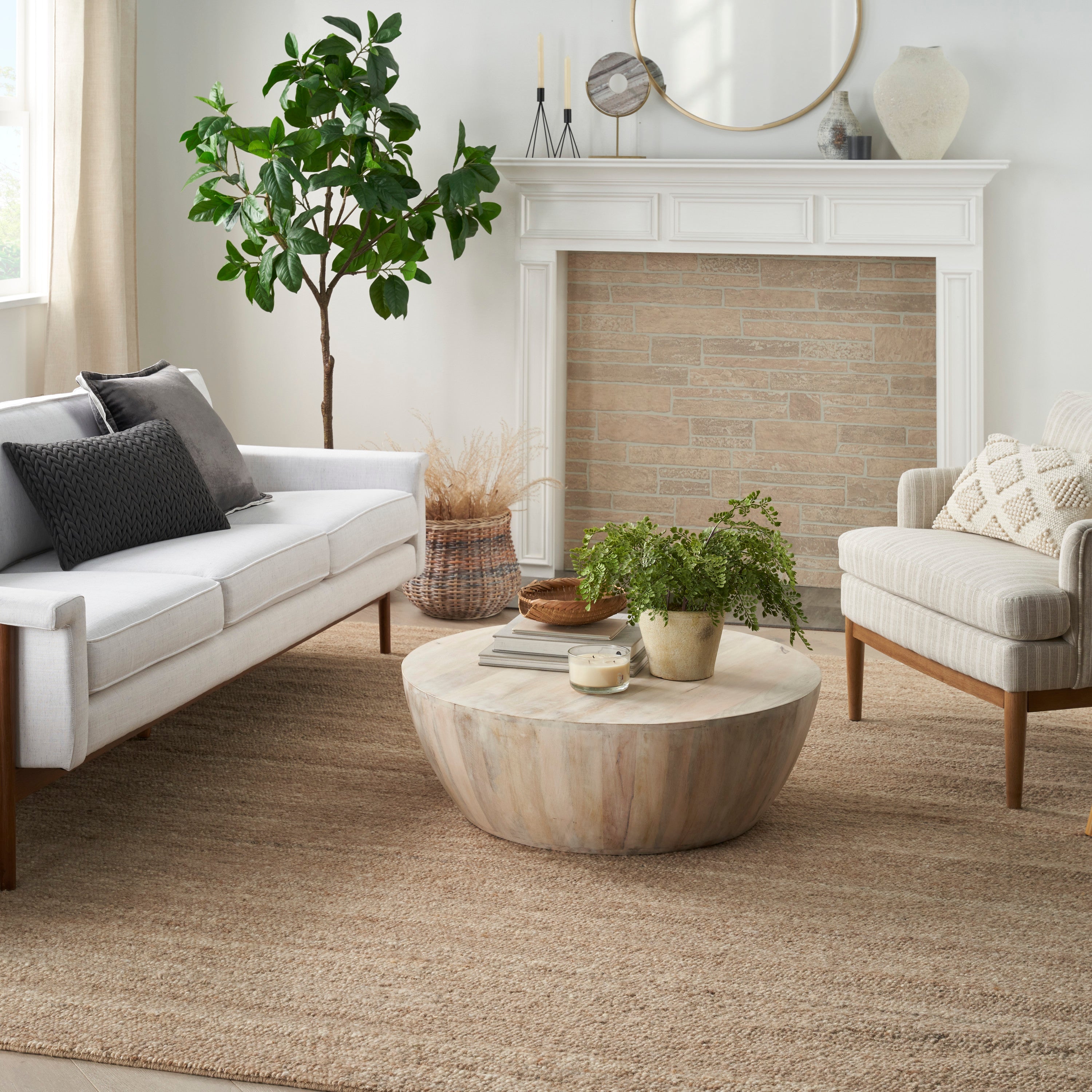 Alanna Solid Farmhouse Beige Area Rug