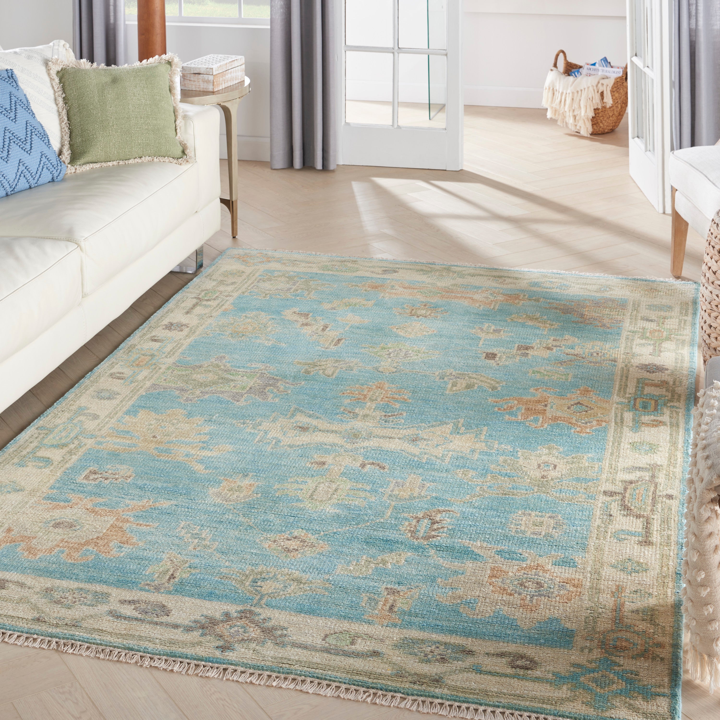 Odessa ODS03 Floral Vintage Blue Multicolor Area Rug