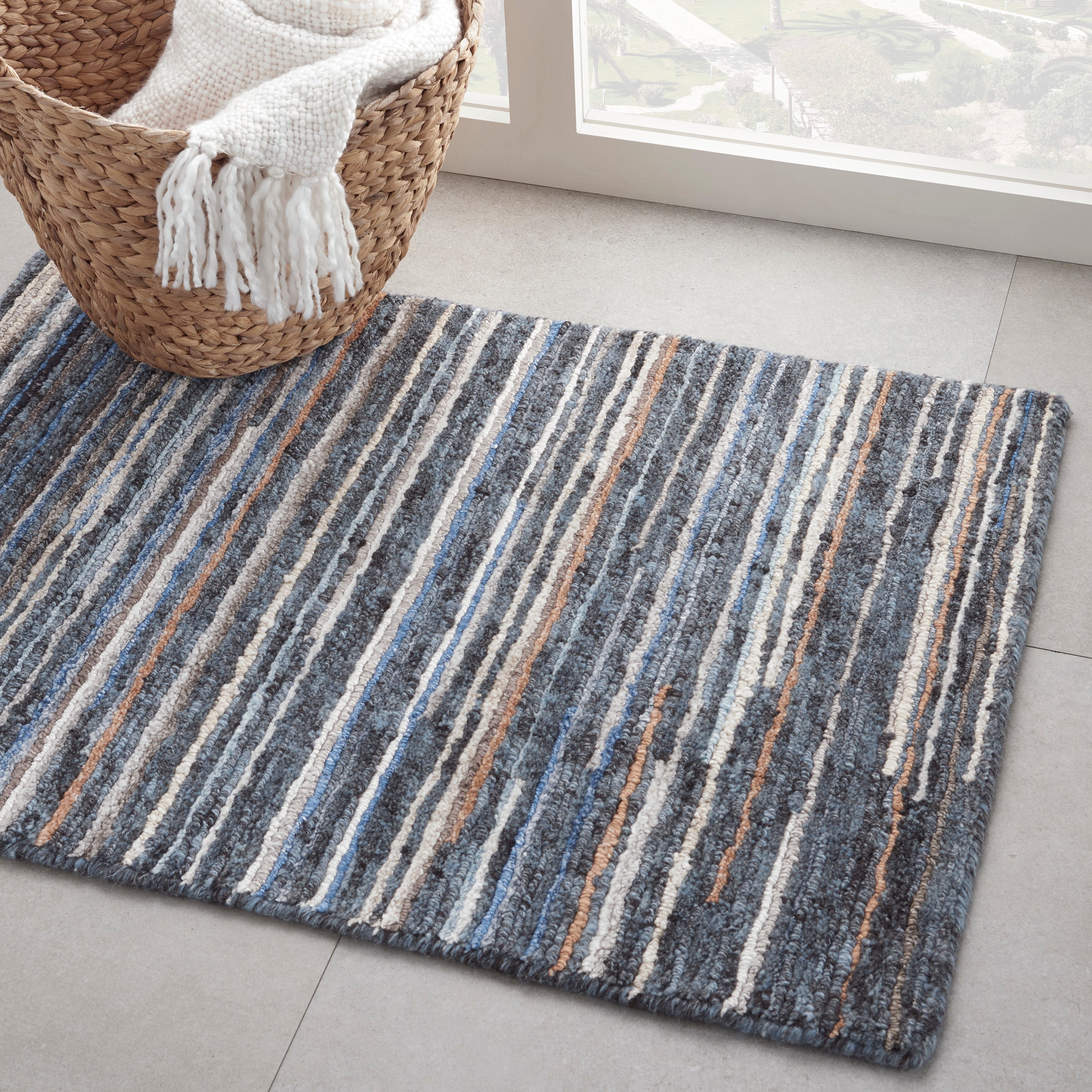 Plateau PAE01 Textured Modern Blue Area Rug