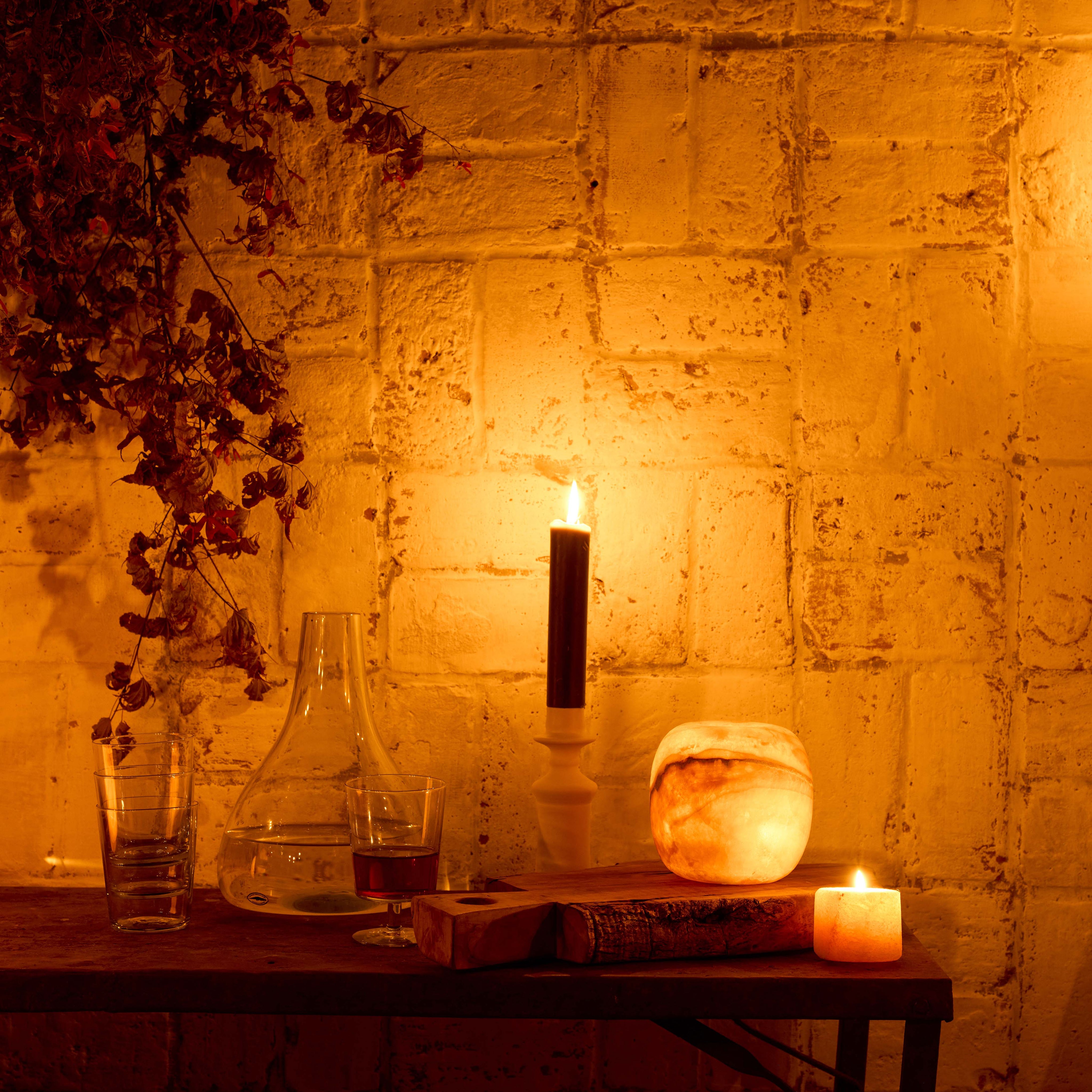 Round Amber Alabaster Candleholder - Bloomist