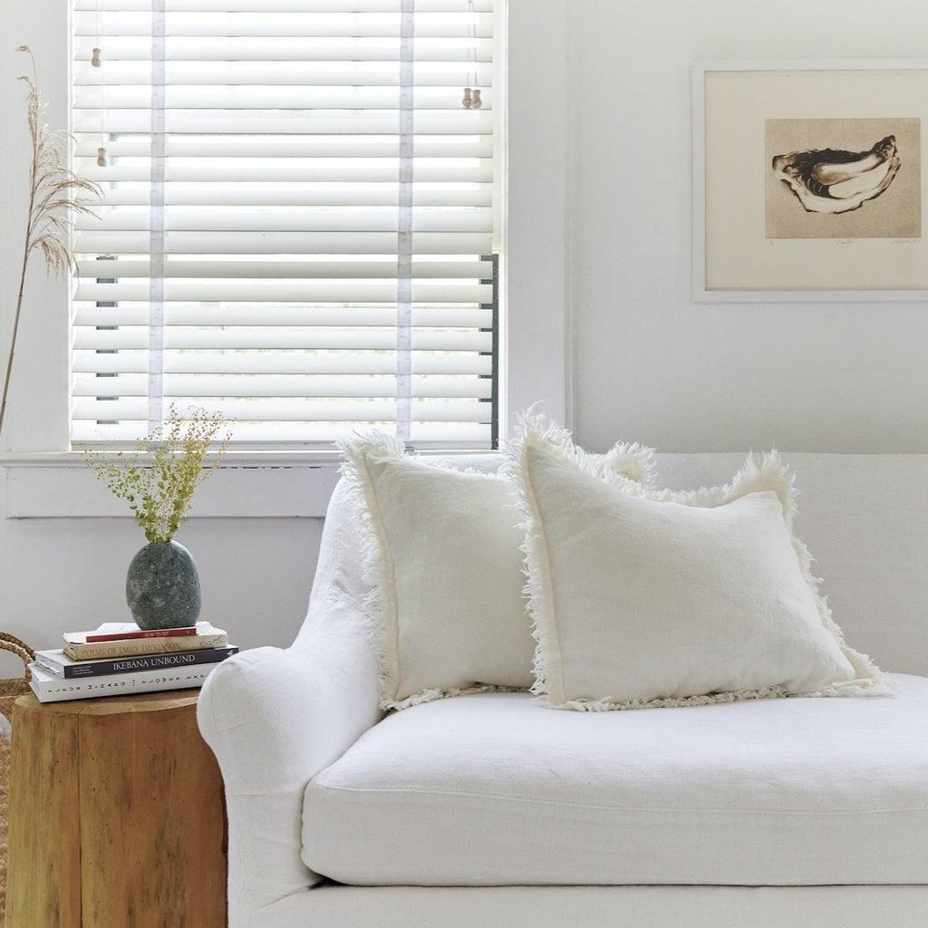 Linen Pillow in White 20x20 - Bloomist