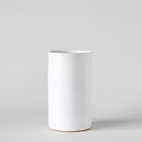 White Stoneware Tall Cylinder Vase - Bloomist