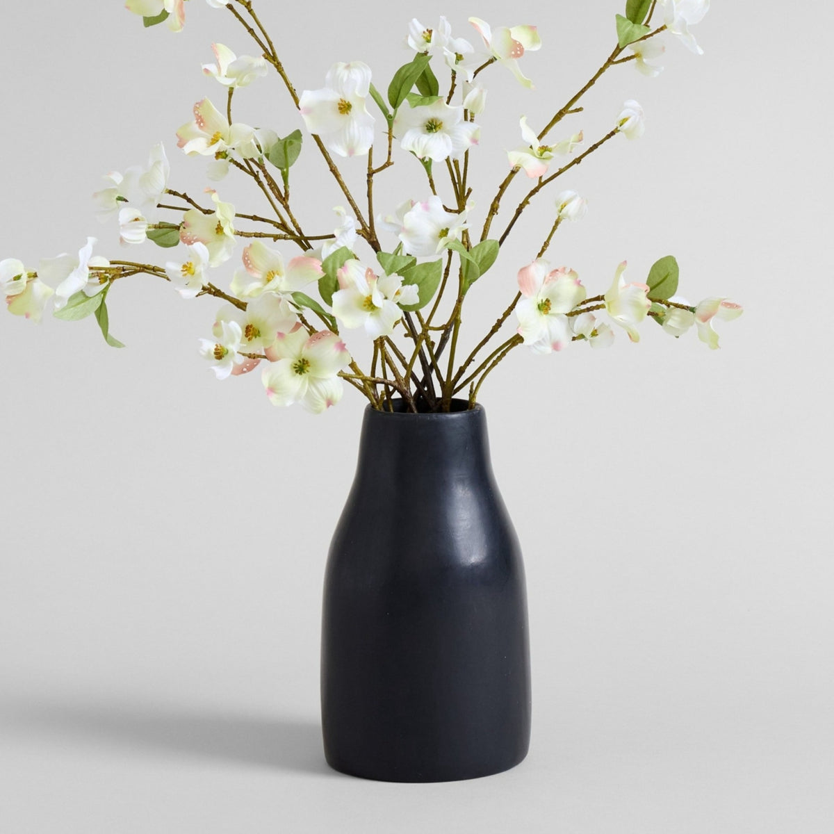 Hand thrown black ceramic vase from Morocco with soft natural sheen