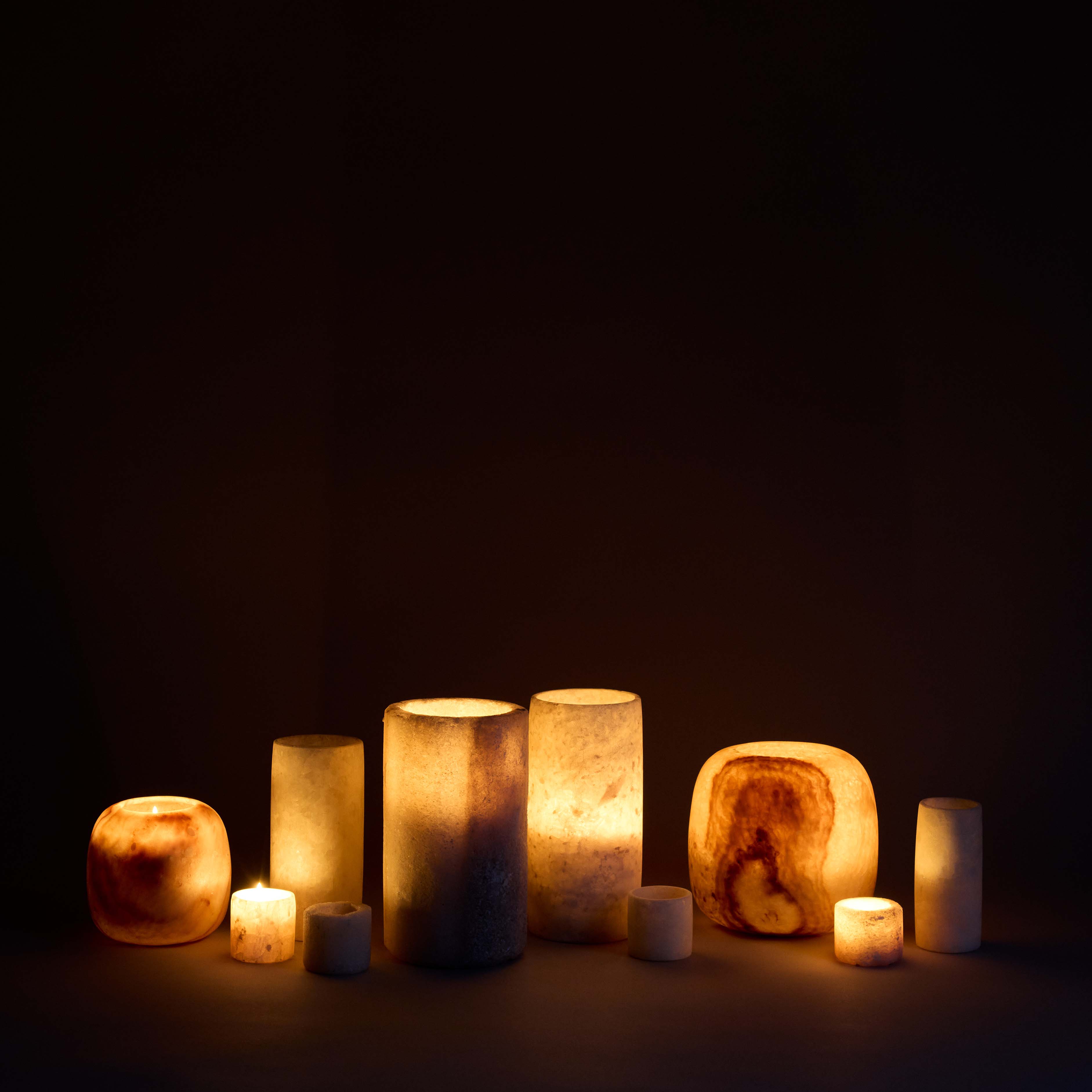 Round Amber Alabaster Candleholder - Bloomist