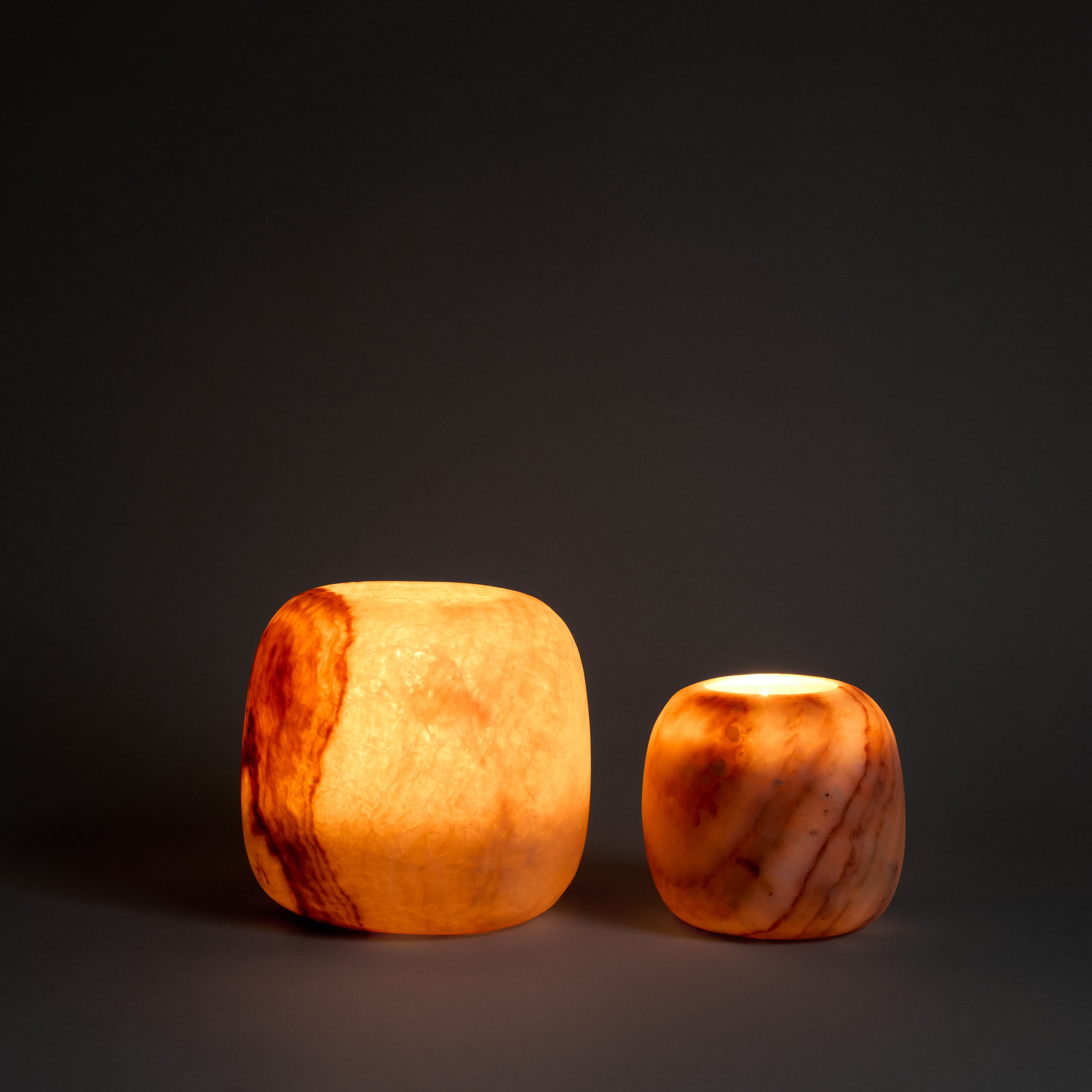 Round Amber Alabaster Candleholder - Bloomist