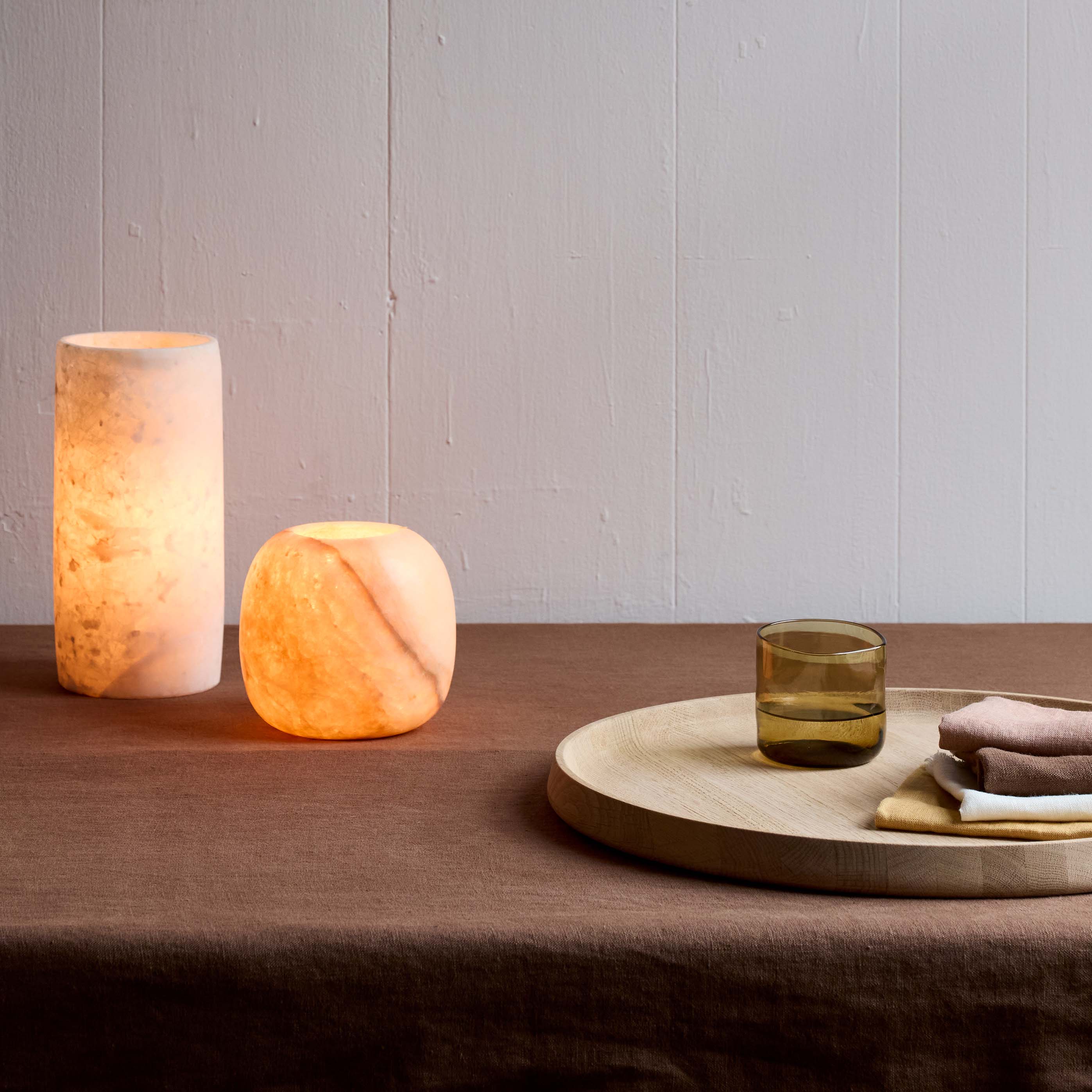 Round Amber Alabaster Candleholder - Bloomist