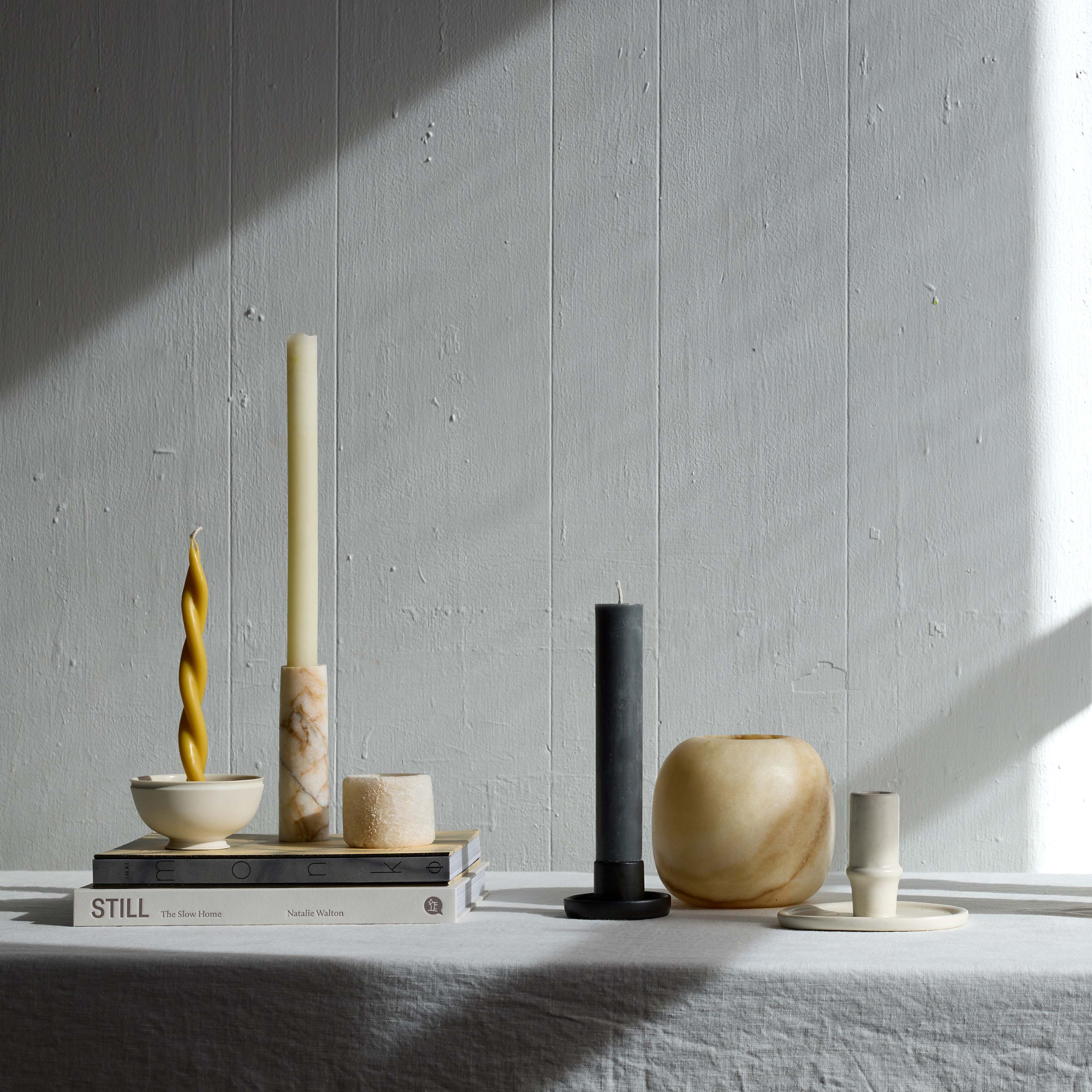 Round Amber Alabaster Candleholder - Bloomist