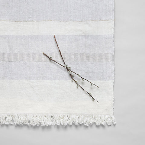 Gent Belgian Linen Throw Blanket in ivory and grey made in Meulebeke for modern interiors