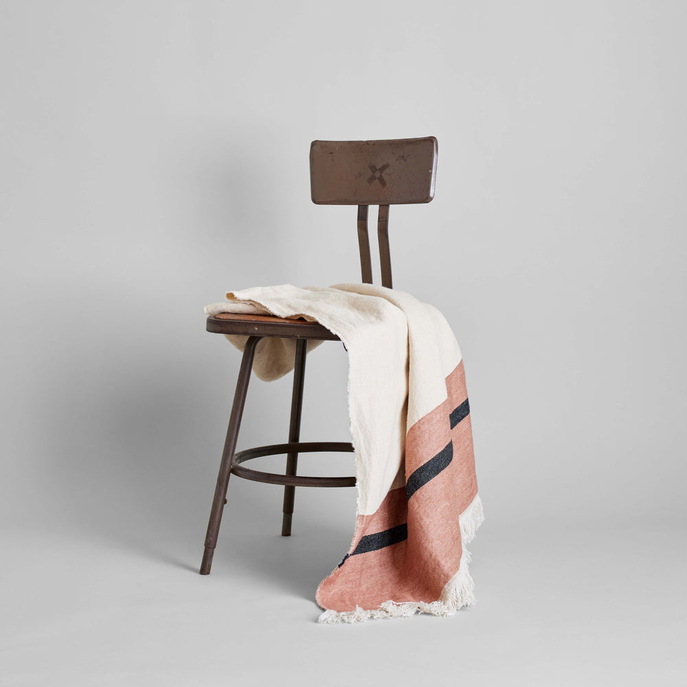 Striped Linen Blanket made in Belgium for layering in living spaces