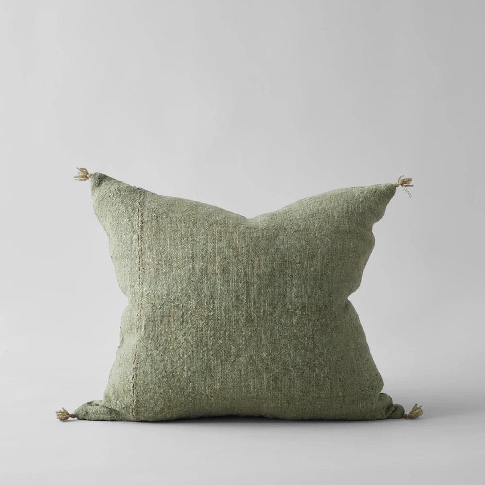 Plant-Dyed Wool Pillow in Green, 22x22