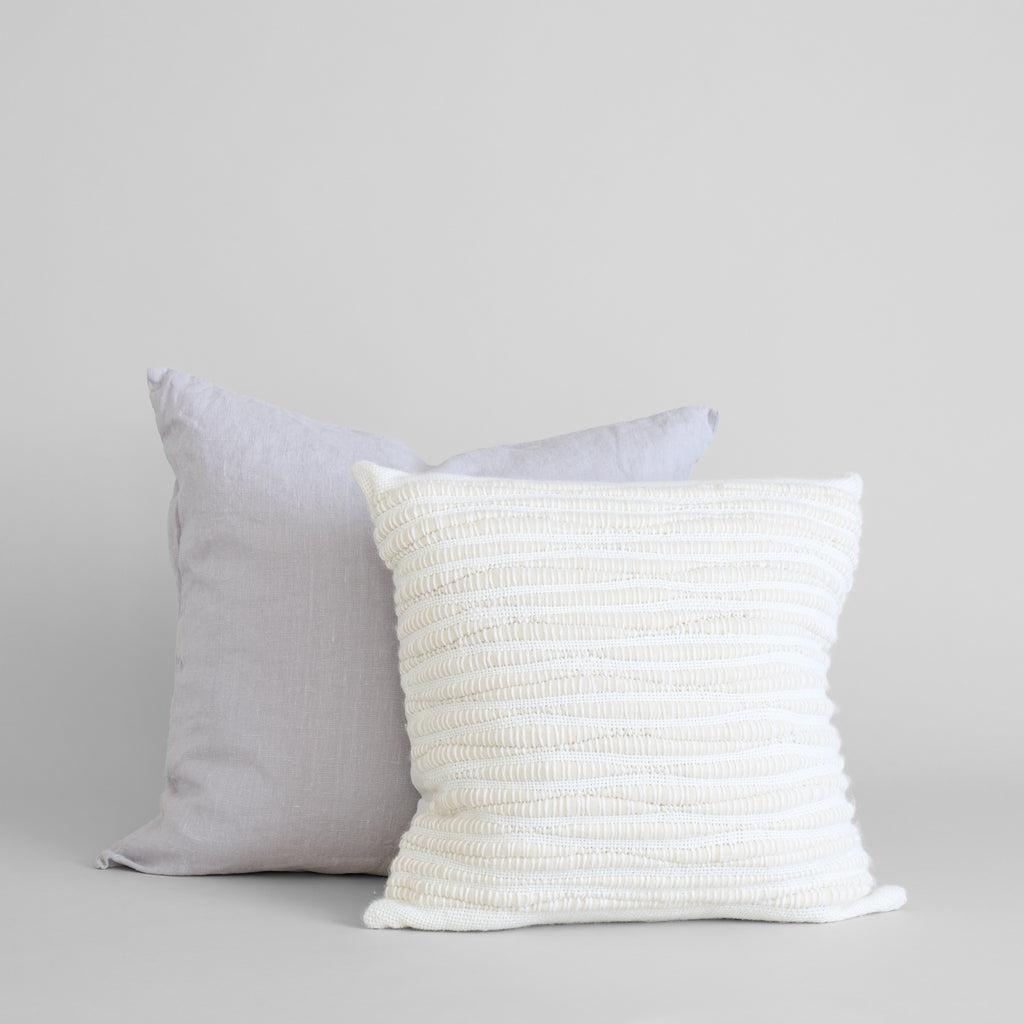 Nieve Handwoven Wool Pillow in Ivory