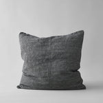 Herringbone Linen Pillow in Black, 24X24 - Bloomist